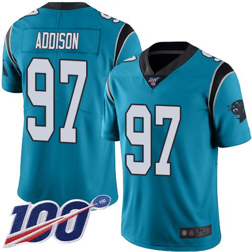 Carolina Panthers Limited Blue Men Mario Addison Alternate Jersey NFL Football #97 100th Season Vapor Untouchable->youth nfl jersey->Youth Jersey